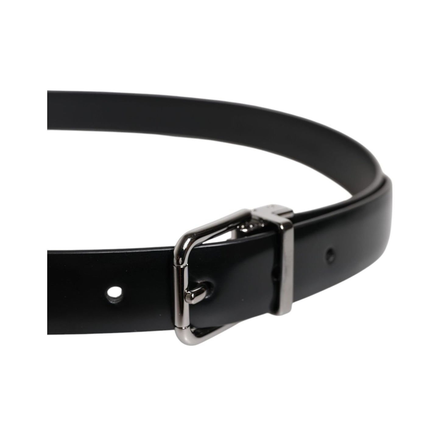 Dolce & Gabbana Black Solid Leather Classic Waist Buckle Belt