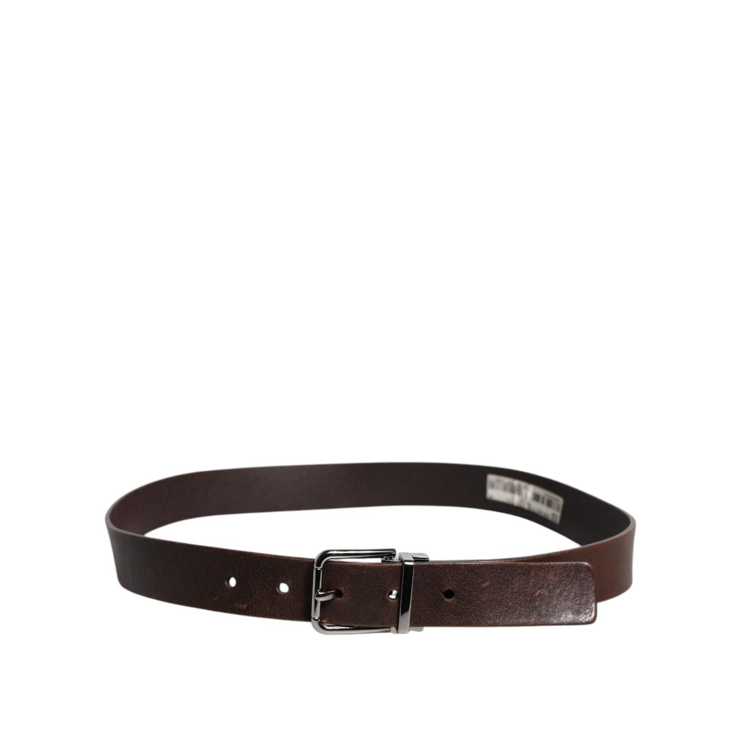 Dolce & Gabbana Brown Leather Classic Metal Logo Buckle Belt
