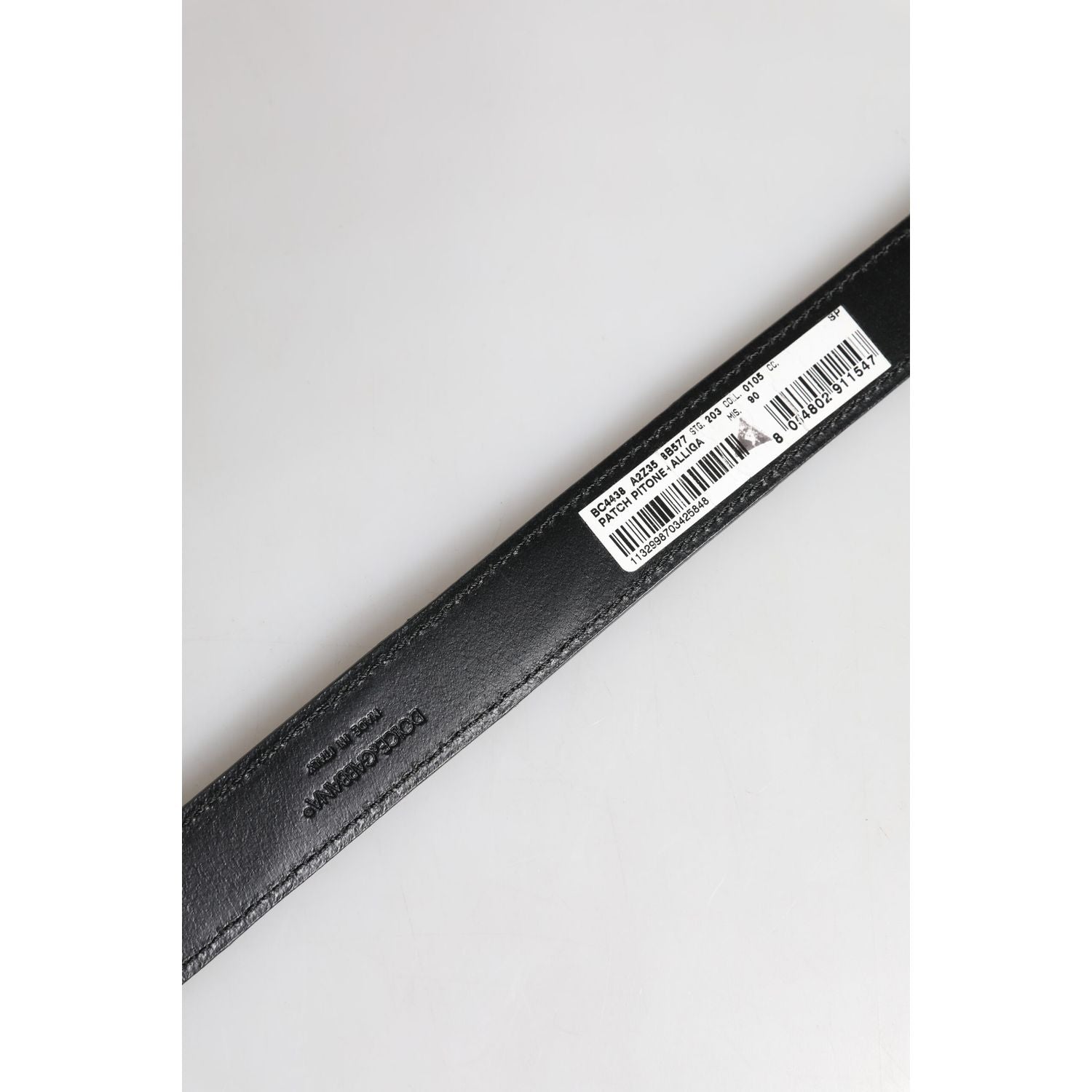 Dolce & Gabbana Black Exotic Leather Metal Logo Buckle Belt