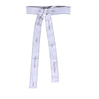 Dolce & Gabbana White Waist Ribbon Wide Bow Logo Belt