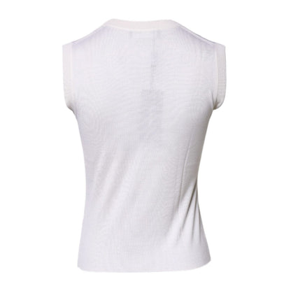 Dolce & Gabbana White Sleeveless Cashmere Round Neck Tank Top