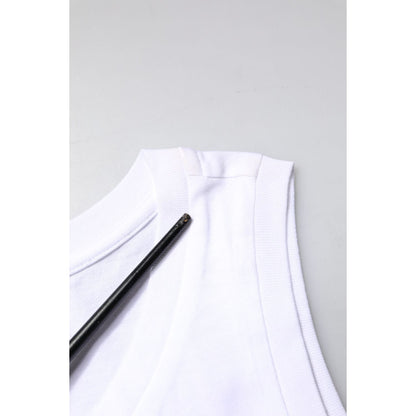 Dolce & Gabbana White Cotton Sleeveless Crew Neck T-shirt