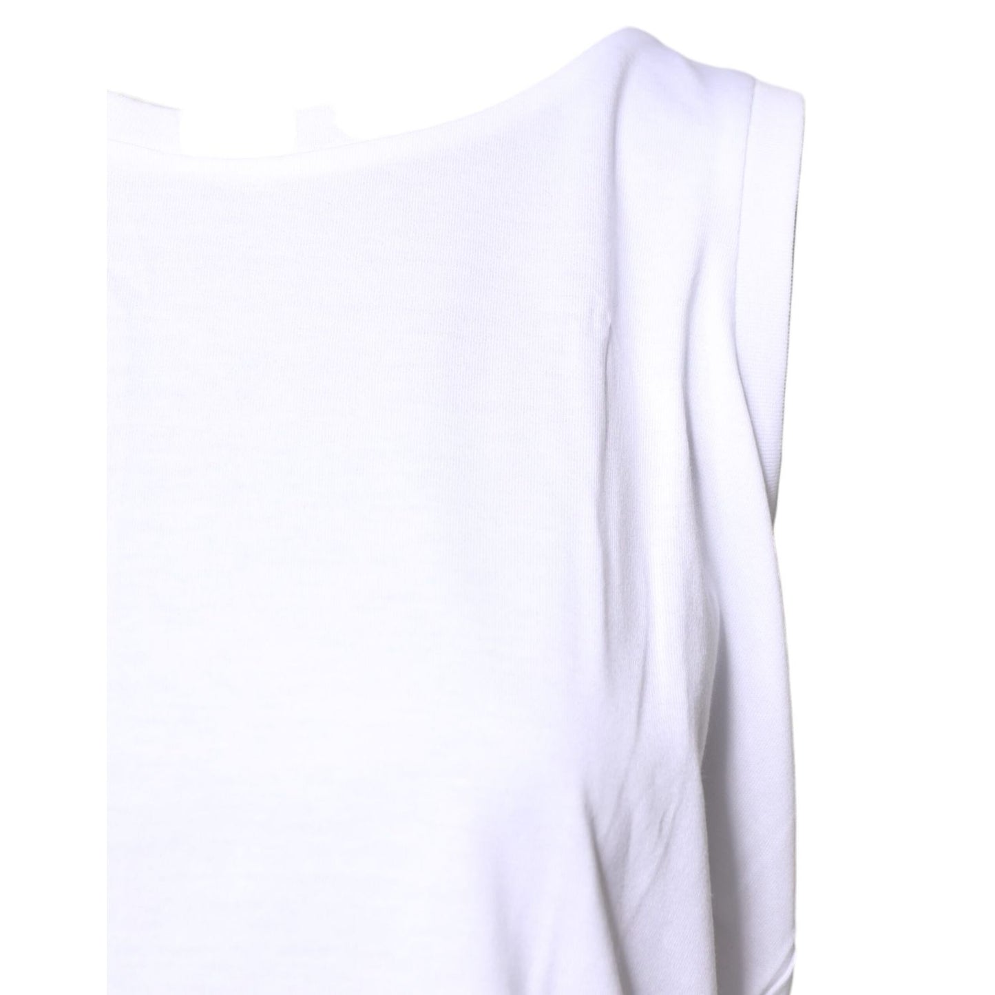 Dolce & Gabbana White Cotton Sleeveless Crew Neck T-shirt