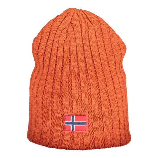 Norway 1963 orange polyester hat with embroidered logo and ribbed design