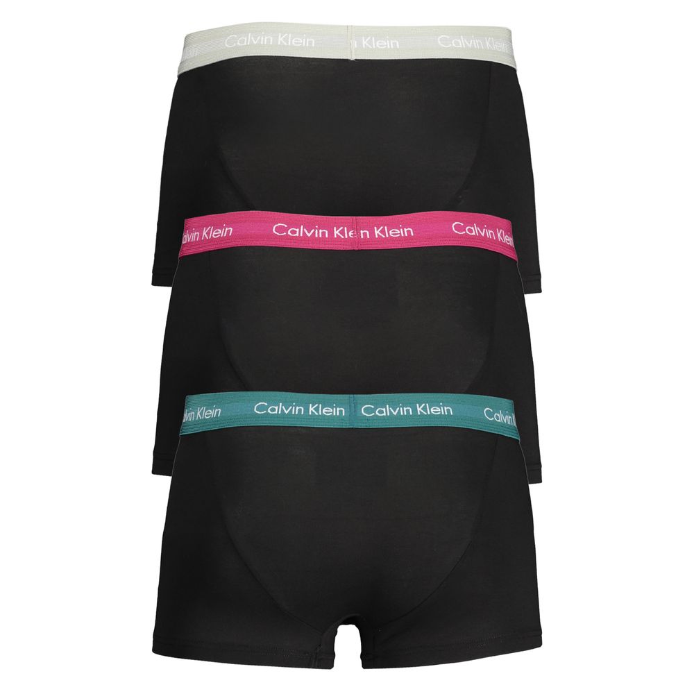 Calvin Klein Black Cotton Underwear: Boxer tri-pack with elastic waistbands, contrast colors, and logo.