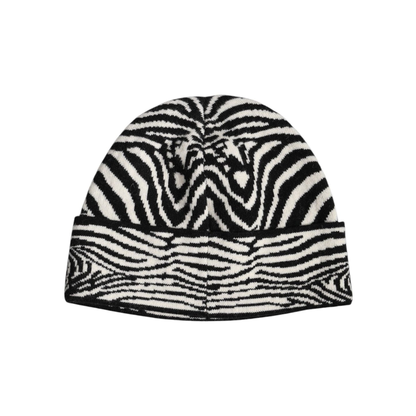 Dolce & Gabbana Black White Zebra Knitted Winter Beanie Hat