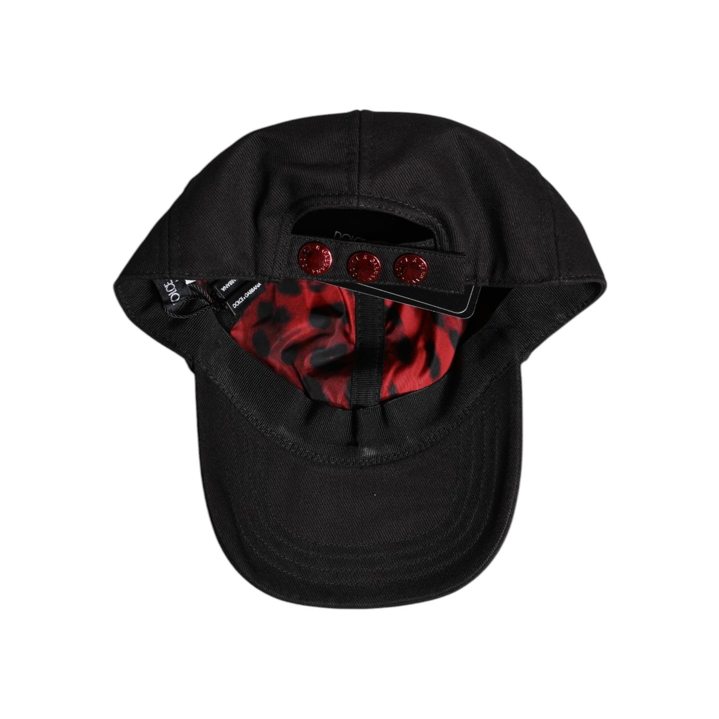 Dolce & Gabbana Black Cotton Logo Patch 6 Panels Baseball Cap