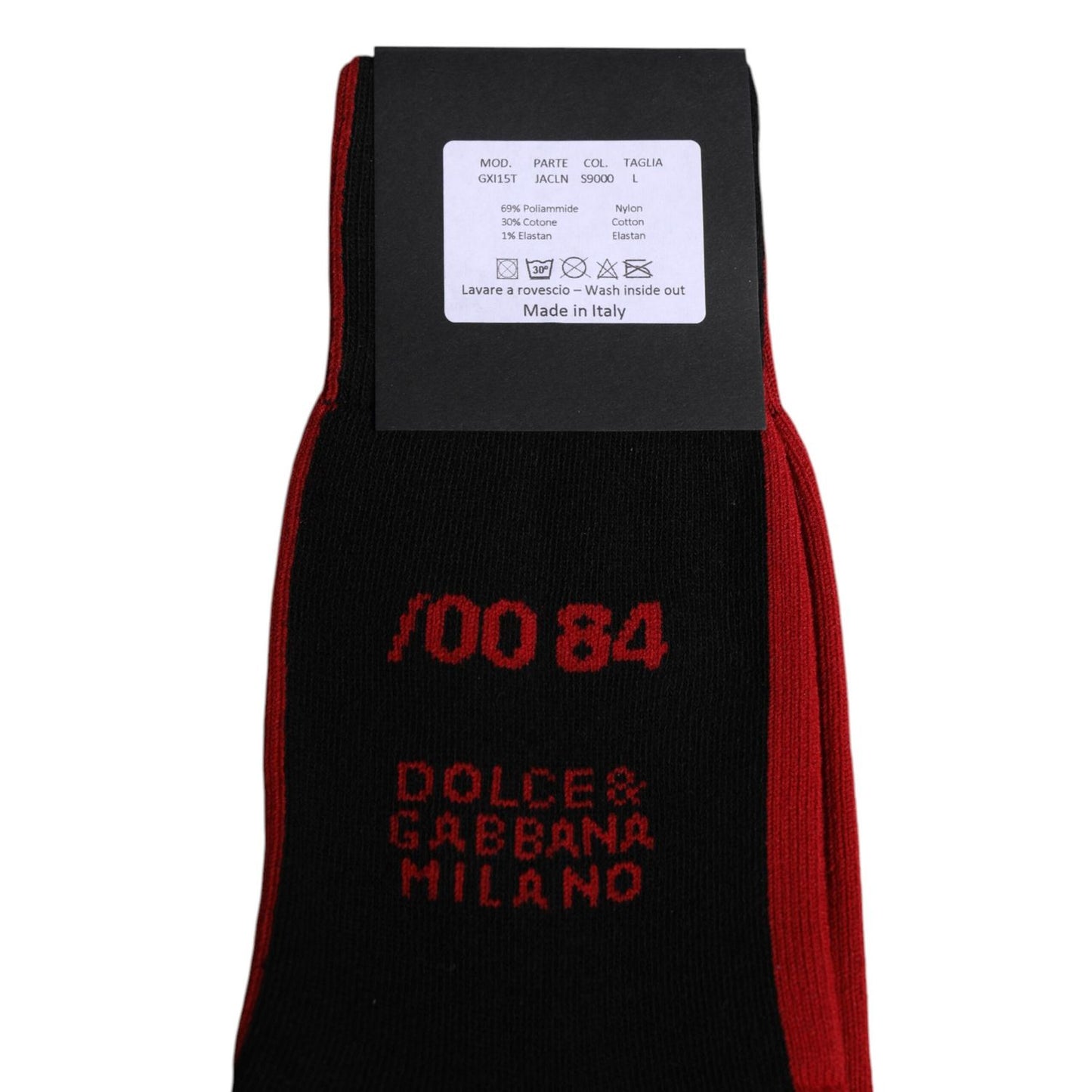 Dolce & Gabbana Black Nylon DG Logo Mid Calf Men Socks