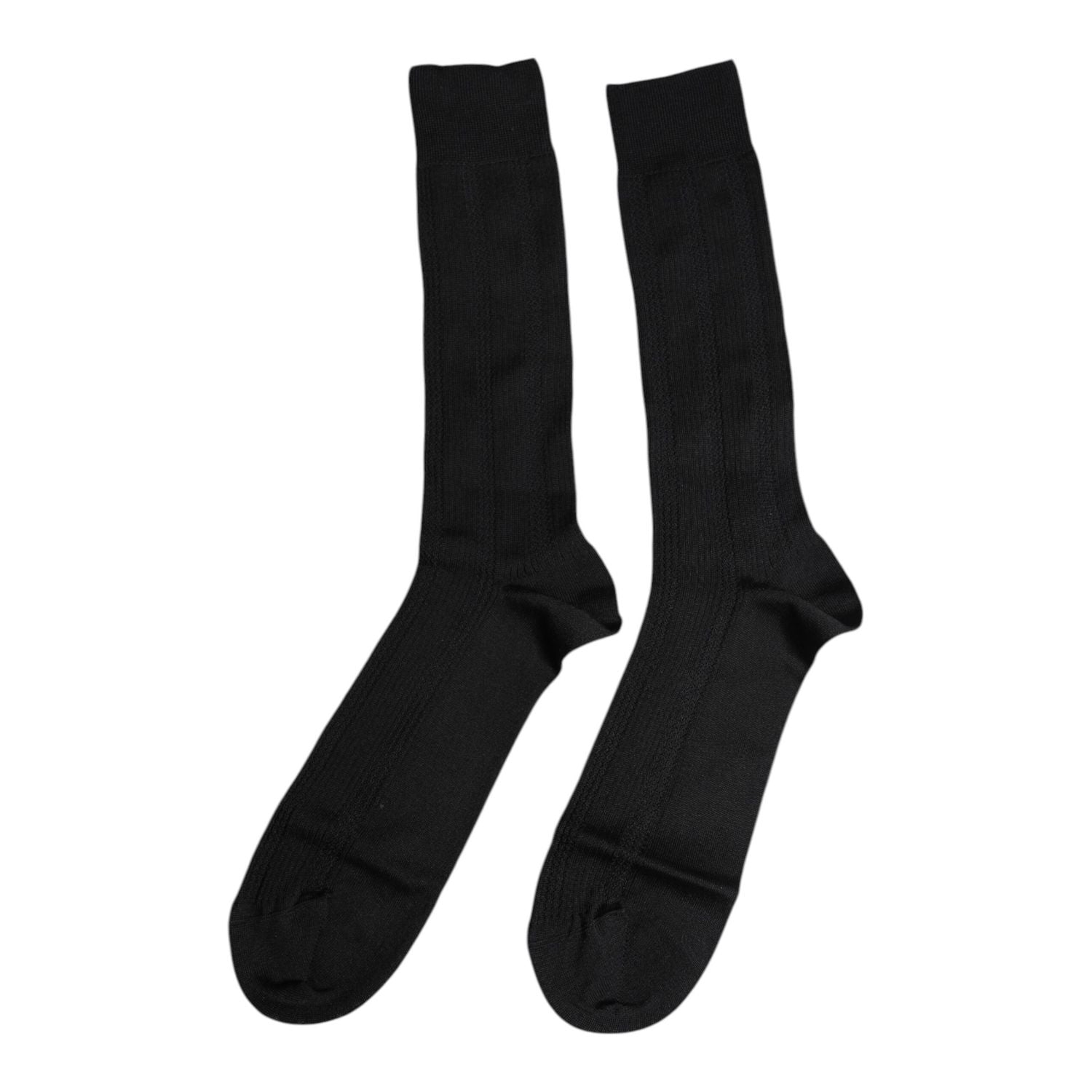 Dolce & Gabbana Black Stretch Logo Mid Calf Men Socks