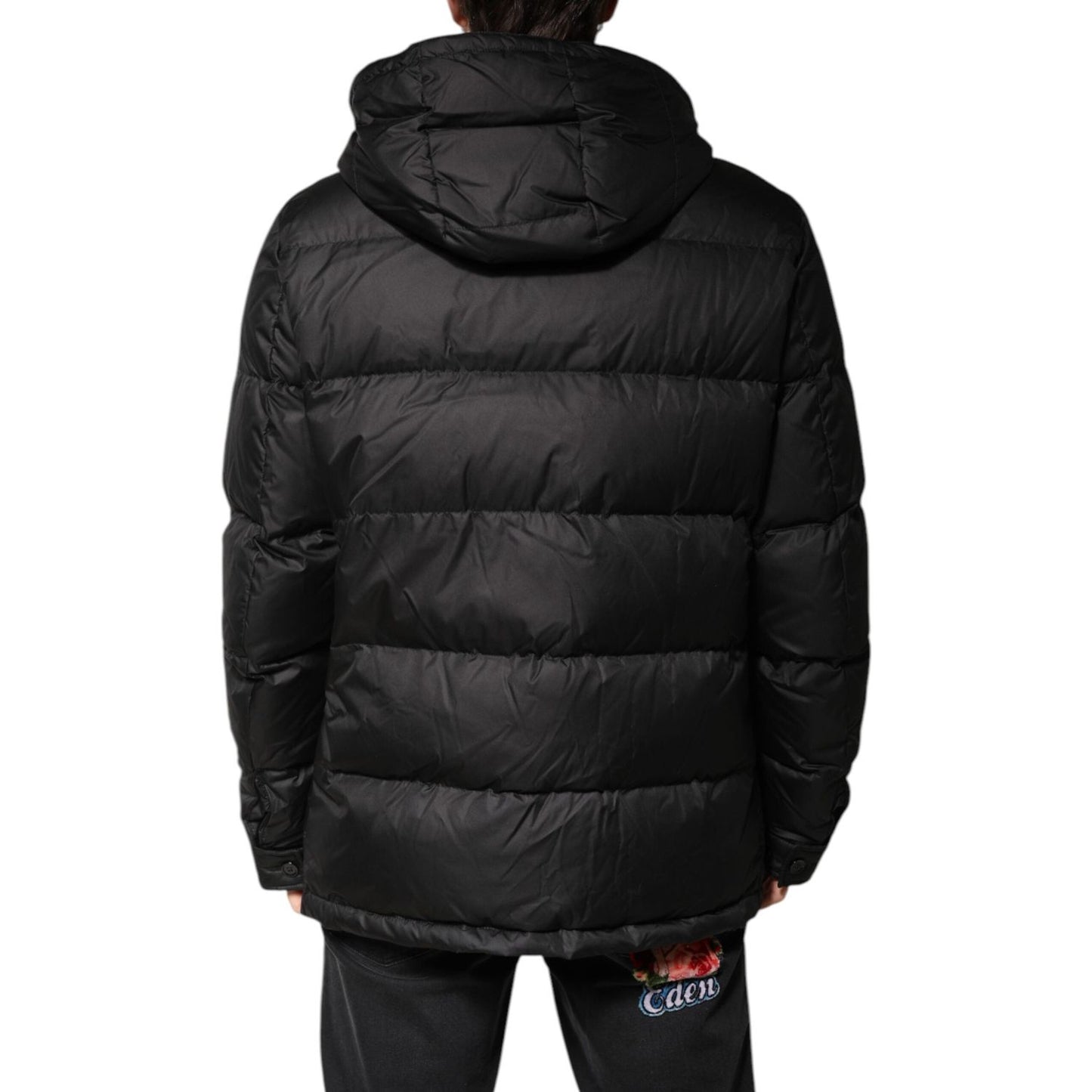Dolce & Gabbana Black Hooded Parka Coat Winter Jacket