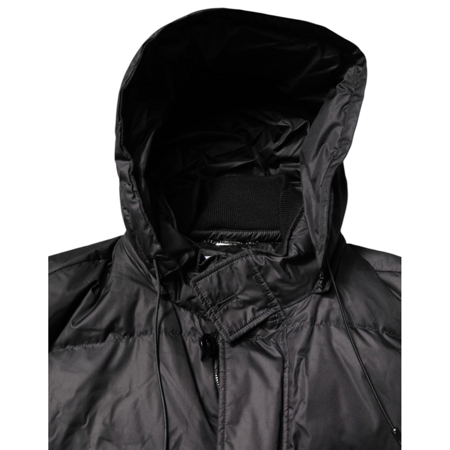Dolce & Gabbana Black Hooded Parka Coat Winter Jacket