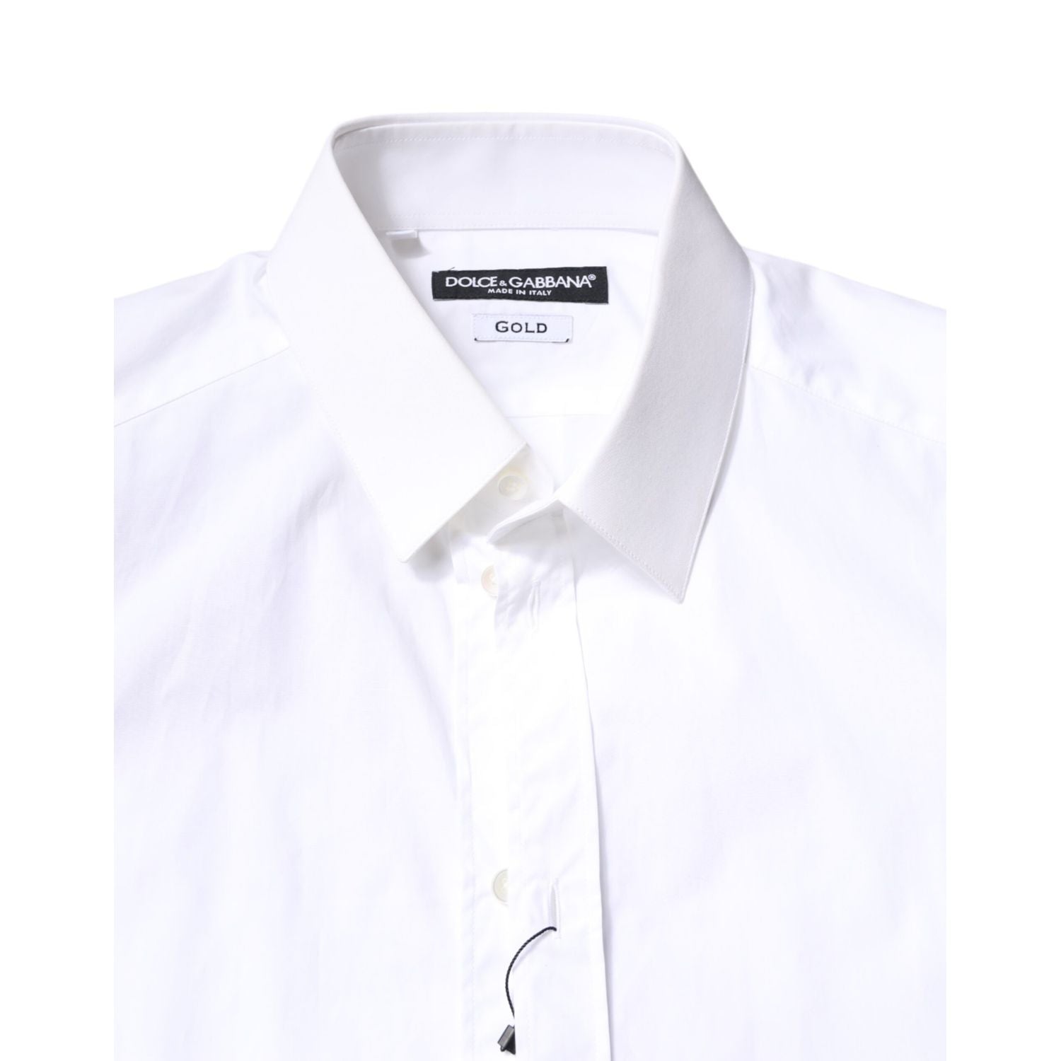Dolce & Gabbana White Cotton GOLD Dress Formal Collared Shirt