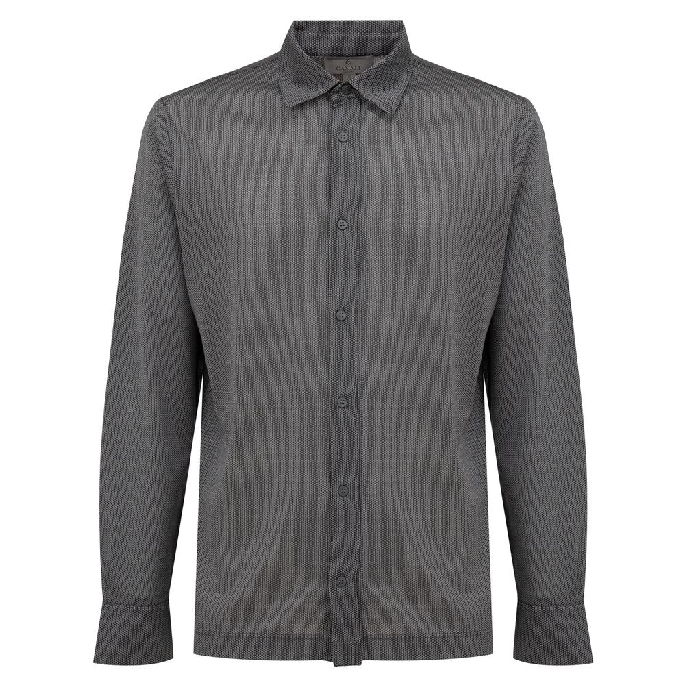 Canali Gray Cotton Pattern Shirt