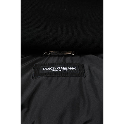 Dolce & Gabbana Blue Logo Full Zip Hooded Quilted Jacket