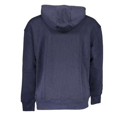 Back view of Tommy Hilfiger Blue Cotton Men Sweater with hood