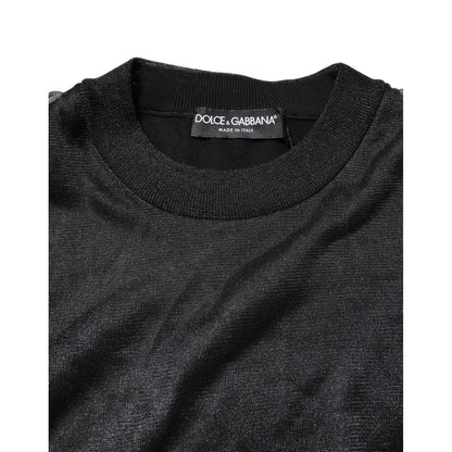 Dolce & Gabbana Black Logo Knitted Crewneck Pullover Sweater