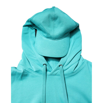 Dolce & Gabbana Green Cotton Hooded Men Sportswear Vest Sweater