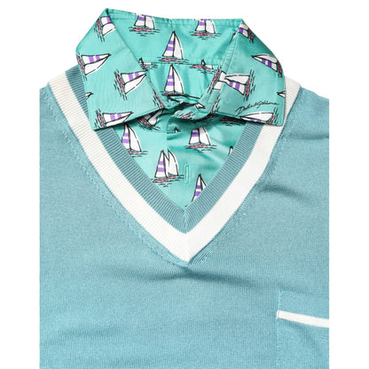 Dolce & Gabbana Green Printed Collared Short Sleeve T-shirt