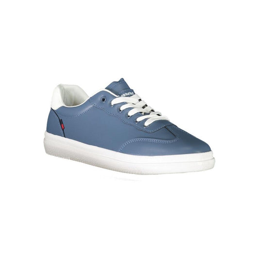 Carrera Blue Polyester Sneaker with white laces, featuring contrast details and logo for sports and casual style.