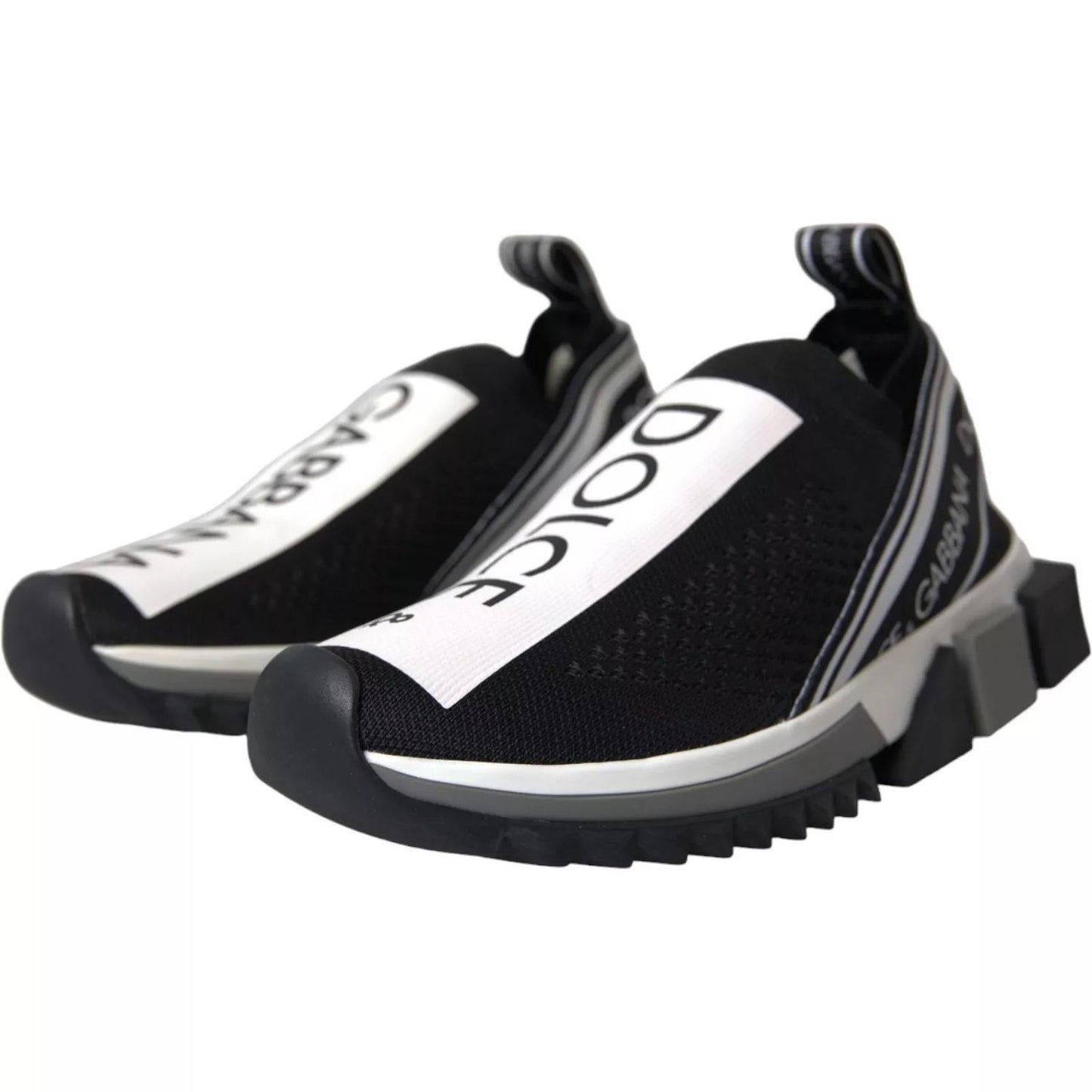 Dolce & Gabbana Black White Slip On Sorrento Sneakers Shoes