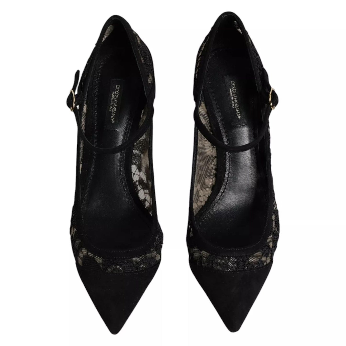 Dolce & Gabbana Black Mary Jane Taormina Lace Pumps Shoes