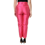 Dolce & Gabbana Pink Silk High Waist Tapered Pants