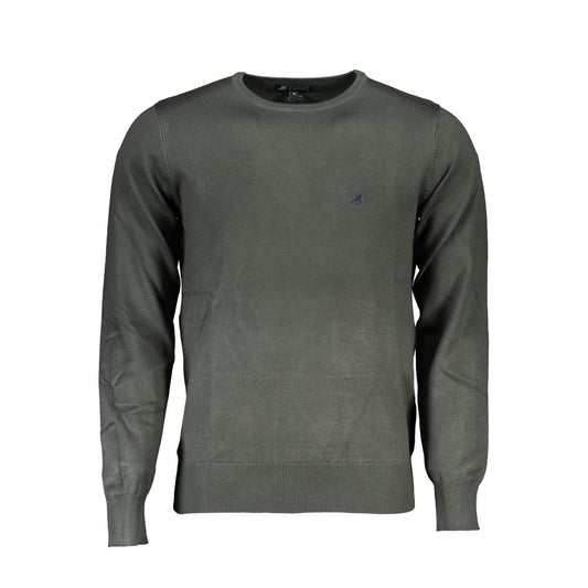 U.S. Grand Polo green nylon sweater with long sleeves, crew neck, and embroidered logo