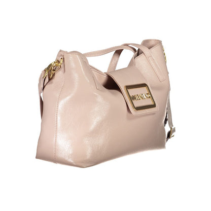 Mario Valentino Pink Polyethylene Women Handbag with detachable strap and elegant shoulder handles.