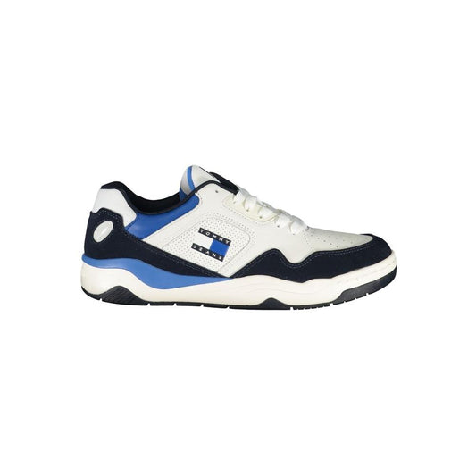 Tommy Hilfiger Blue Polyester Sneaker with laces and logo, featuring contrast details and prints, perfect for sports.