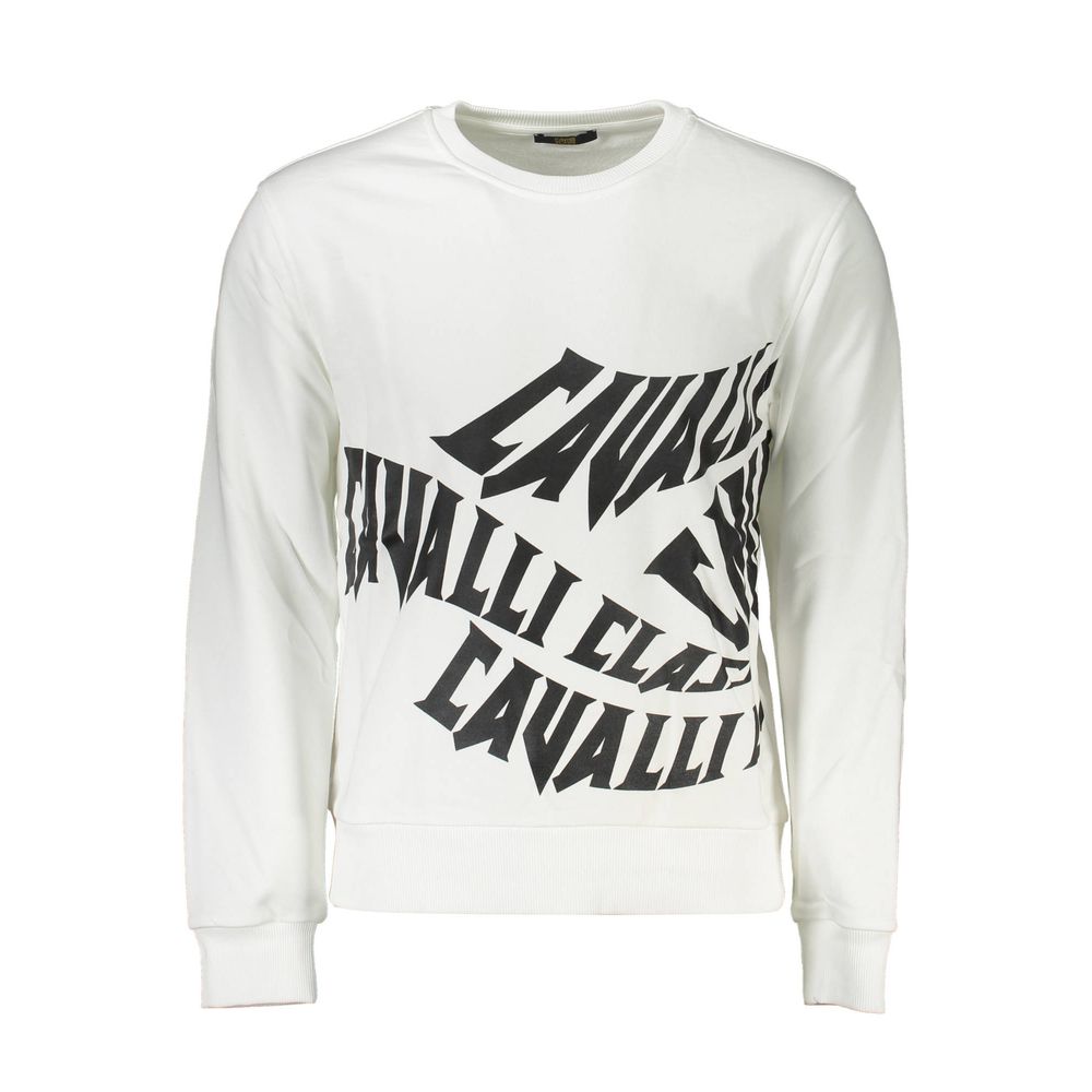 Cavalli Class White Cotton Sweatshirt