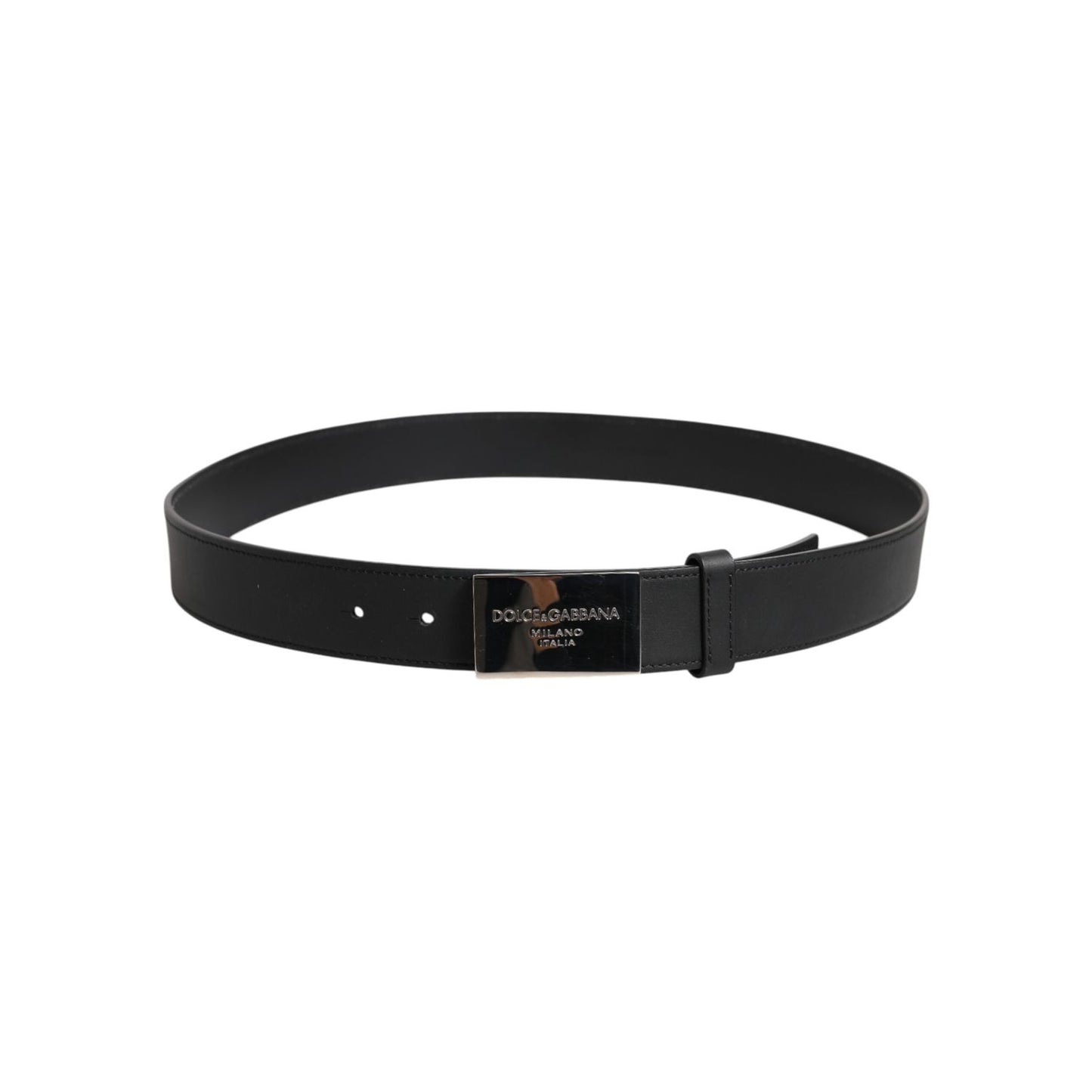 Dolce & Gabbana Black Classic Silver Metal Logo Buckle Belt