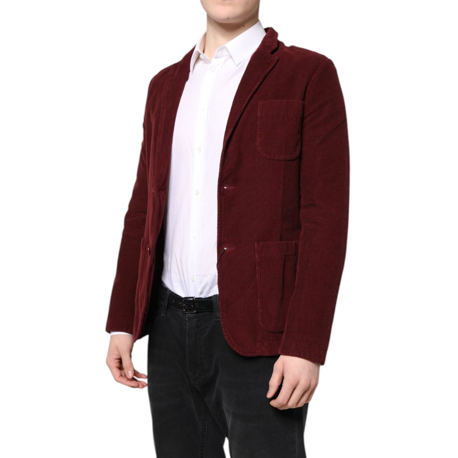 GF Ferre Maroon Corduroy Regular Fit Men Coat Blazer Jacket