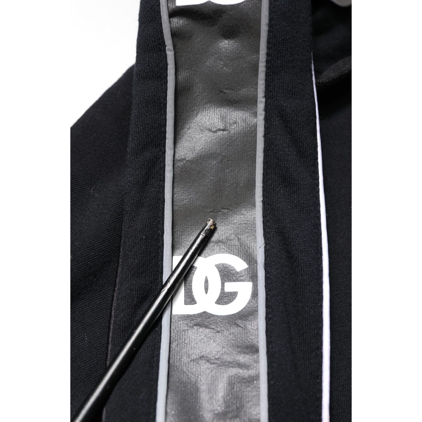 Dolce & Gabbana Black Cotton Logo Hooded Sweatshirt Sweater