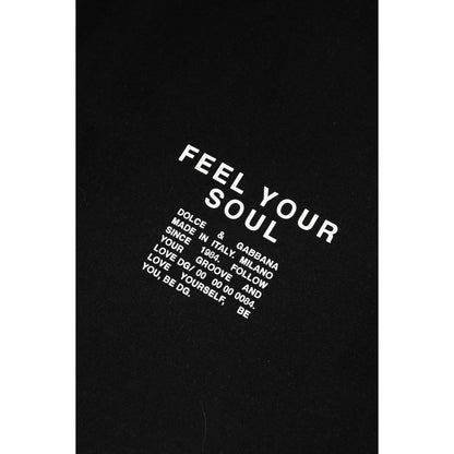 Dolce & Gabbana Black Cotton Logo Knitted Pullover Sweater