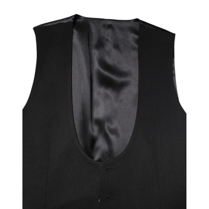 Dolce & Gabbana Black Wool Waistcoat Dress Formal Vest