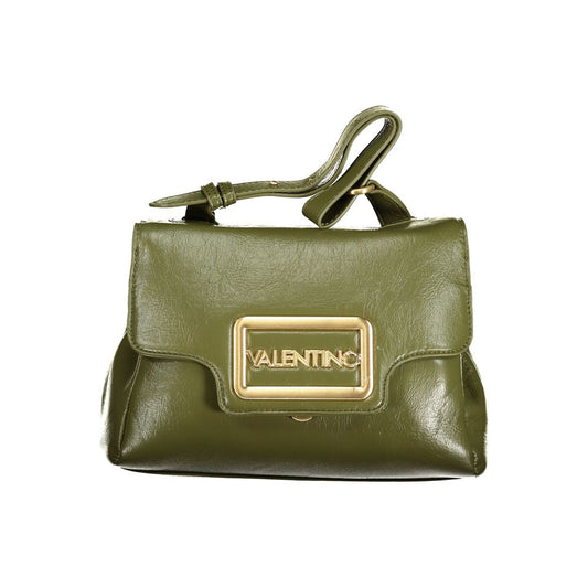 Mario Valentino Green Polyethylene Handbag with adjustable handle and removable strap, featuring logo and secure zip and snap closure.