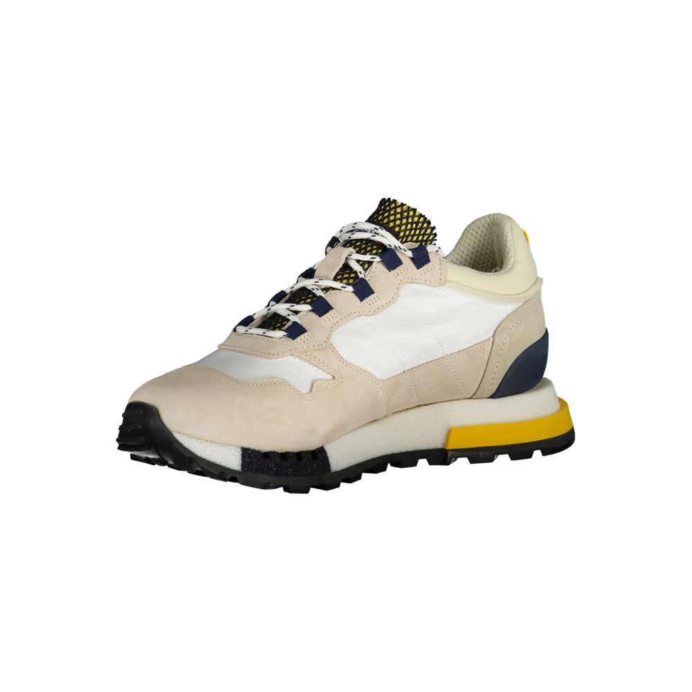 Blauer White Leather Men Sneaker with polyester accents and iconic logo for style and comfort