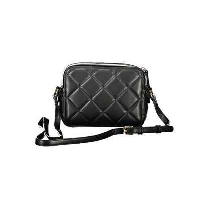 Mario Valentino Black Polyethylene Women Handbag with adjustable strap and zip closure, featuring quilted design for chic versatility.