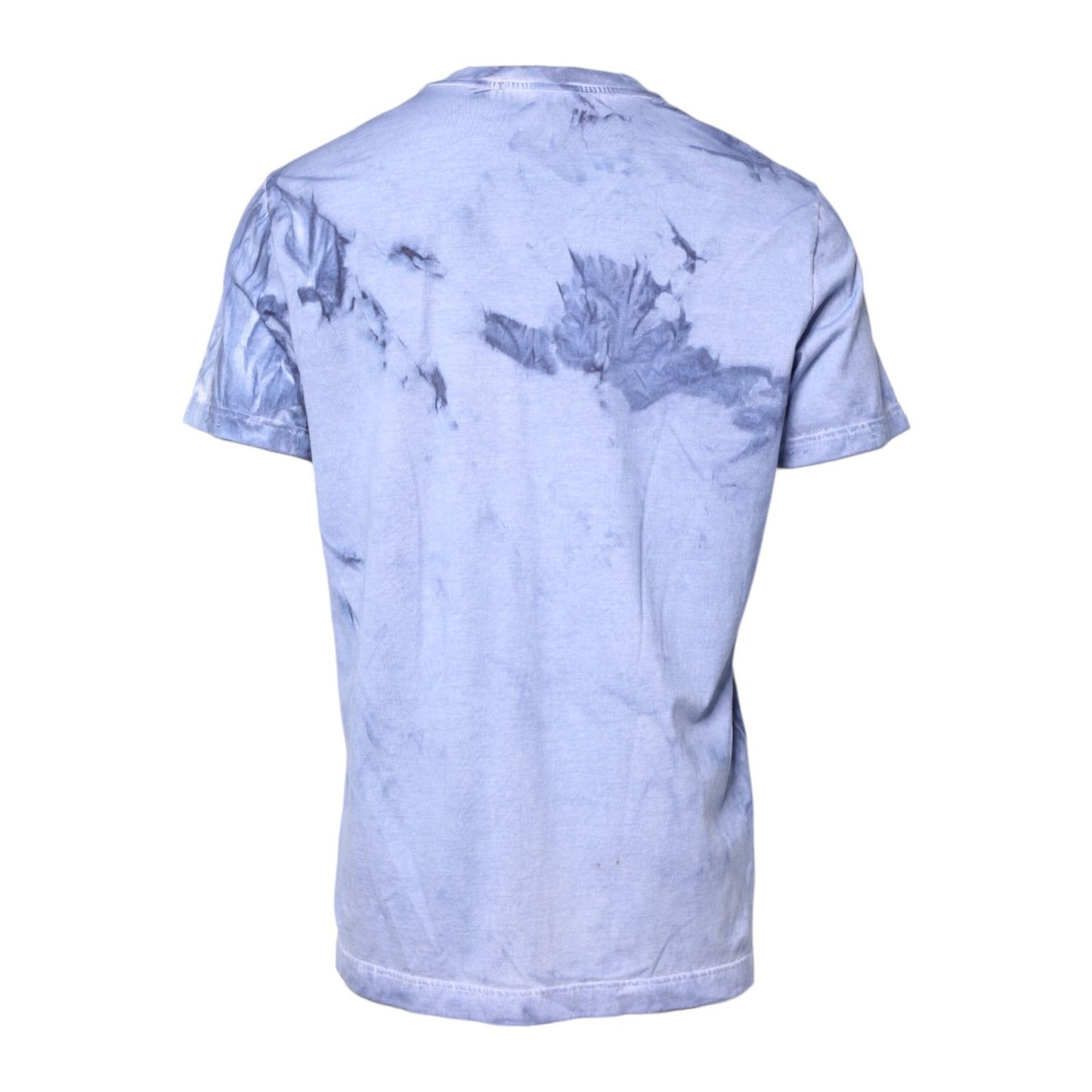 Dolce & Gabbana Blue Cotton Logo Print Crew Neck T-shirt
