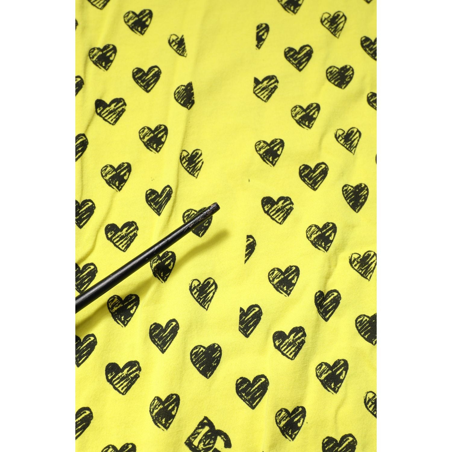 Dolce & Gabbana Yellow Cotton DG Heart Print Crew Neck T-shirt