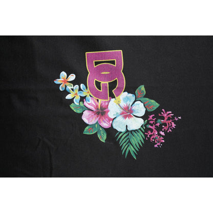 Dolce & Gabbana Black DG Floral Print Crew Neck T-shirt