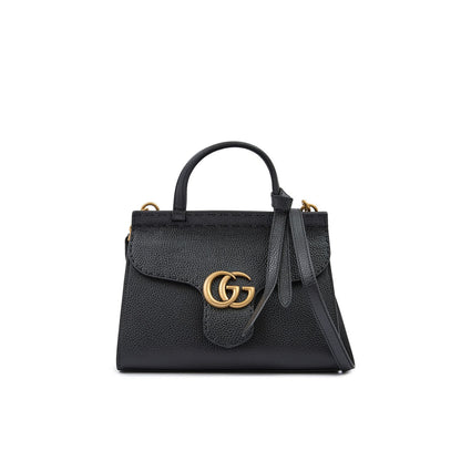 Gucci Black Leather GG Marmont Handbag