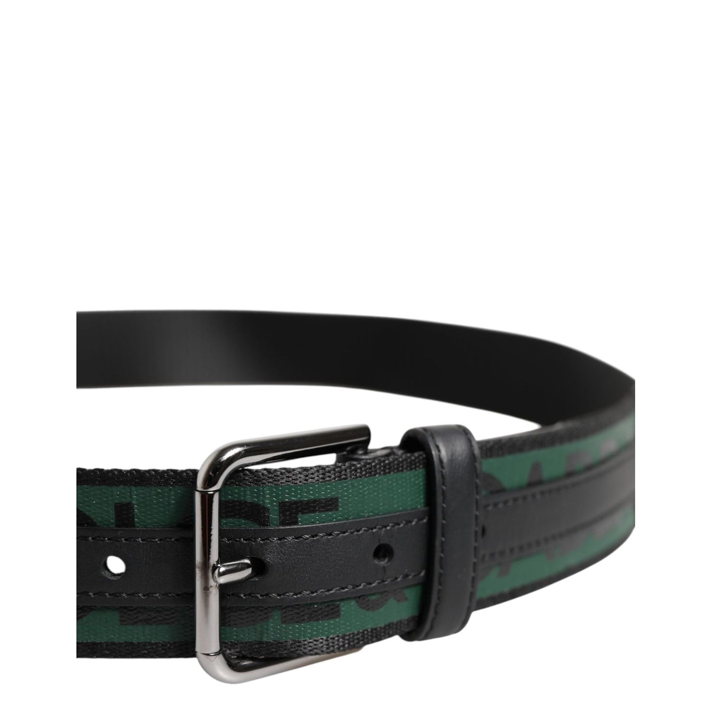 Dolce & Gabbana Green Black Polyester DG Logo Buckle Belt