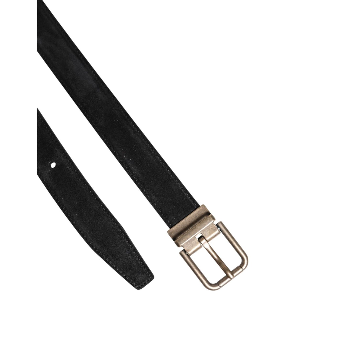 Dolce & Gabbana Black Calf Leather Classic Metal Buckle Belt