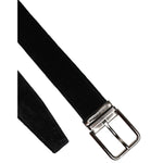 Dolce & Gabbana Black Cotton Silver Metal Buckle Belt