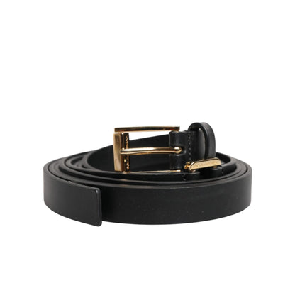 Dolce & Gabbana Black Double Strap Leather Gold Buckle Belt