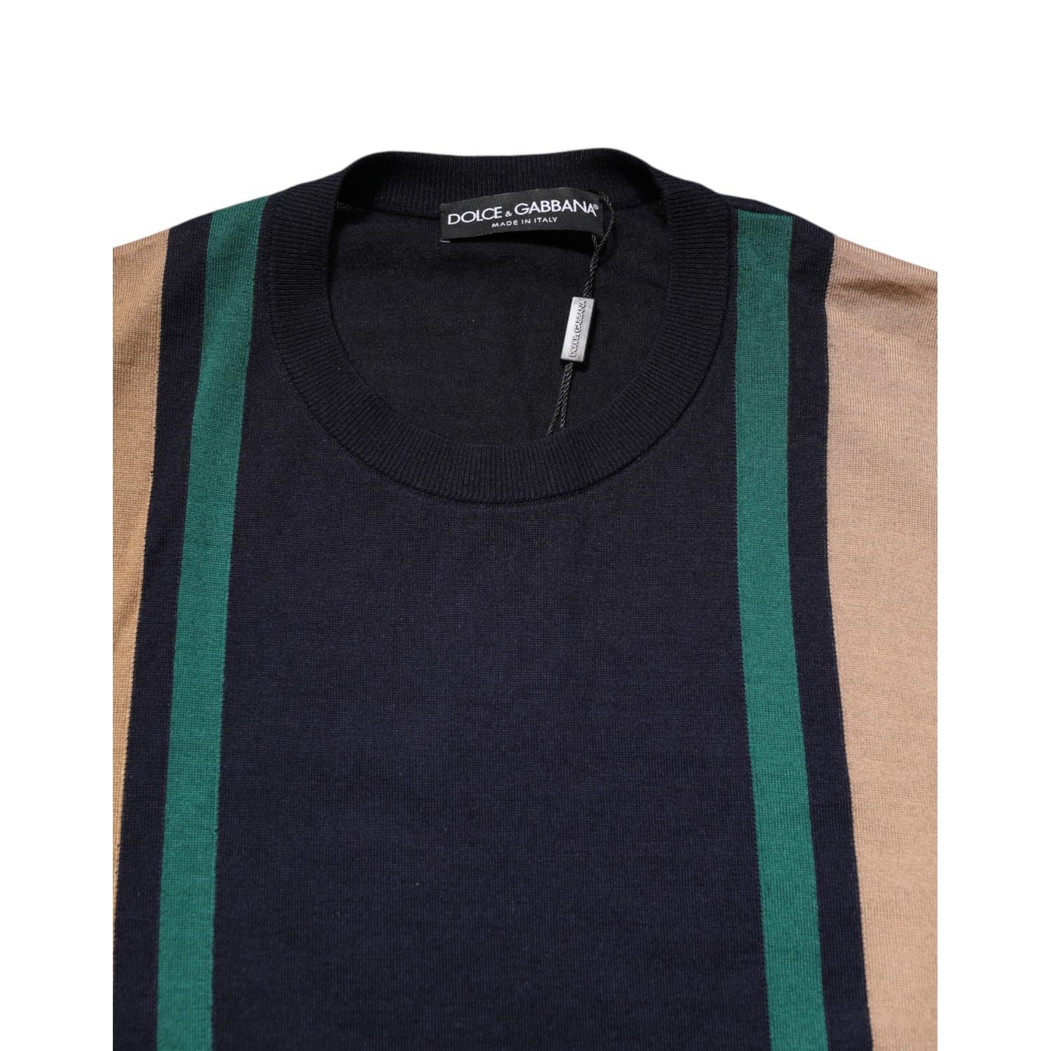 Dolce & Gabbana Multicolor Stripes Crew Neck Pullover Sweater