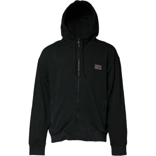 Dolce & Gabbana Black Logo Full Zip Hooded Men Sweatshirt Sweater TSH90597-54