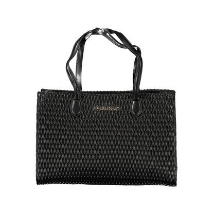 Mario Valentino Black Polyethylene Women Handbag with duo-handle design and eco-conscious materials.
