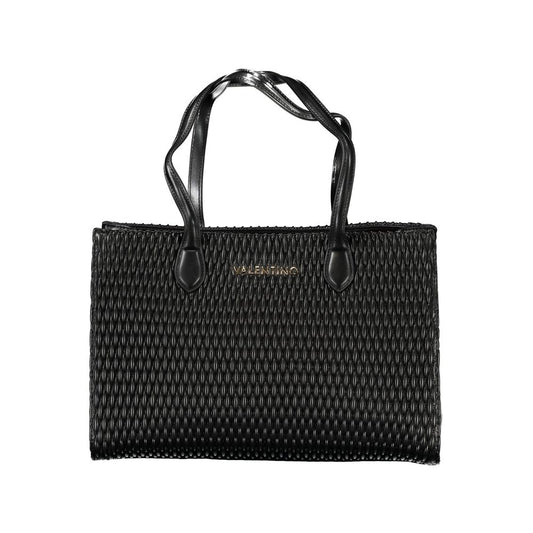 Mario Valentino Black Polyethylene Women Handbag with duo-handle design and eco-conscious materials.